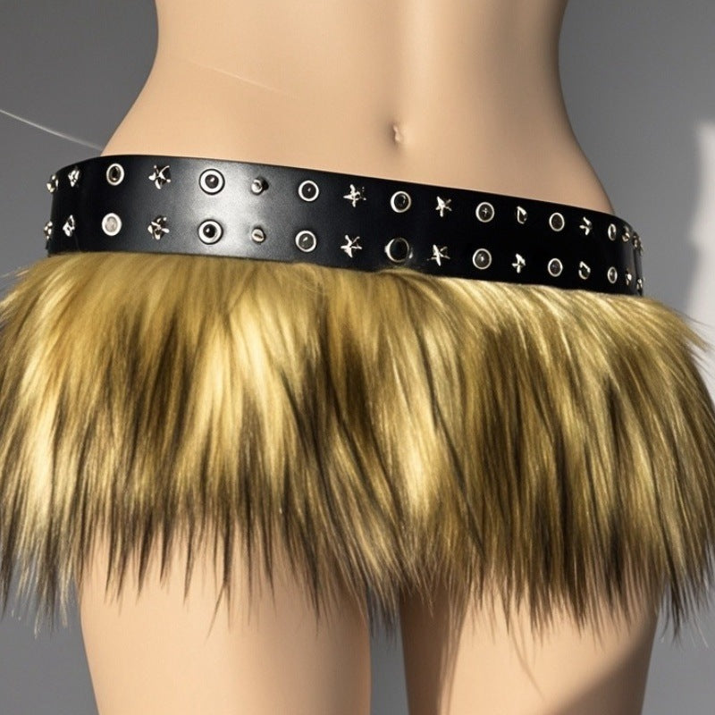 Fur Belt Retro Easy Matching Plush Waist Chain Waist Seal Waist Decorations Style 19 GlamzKart