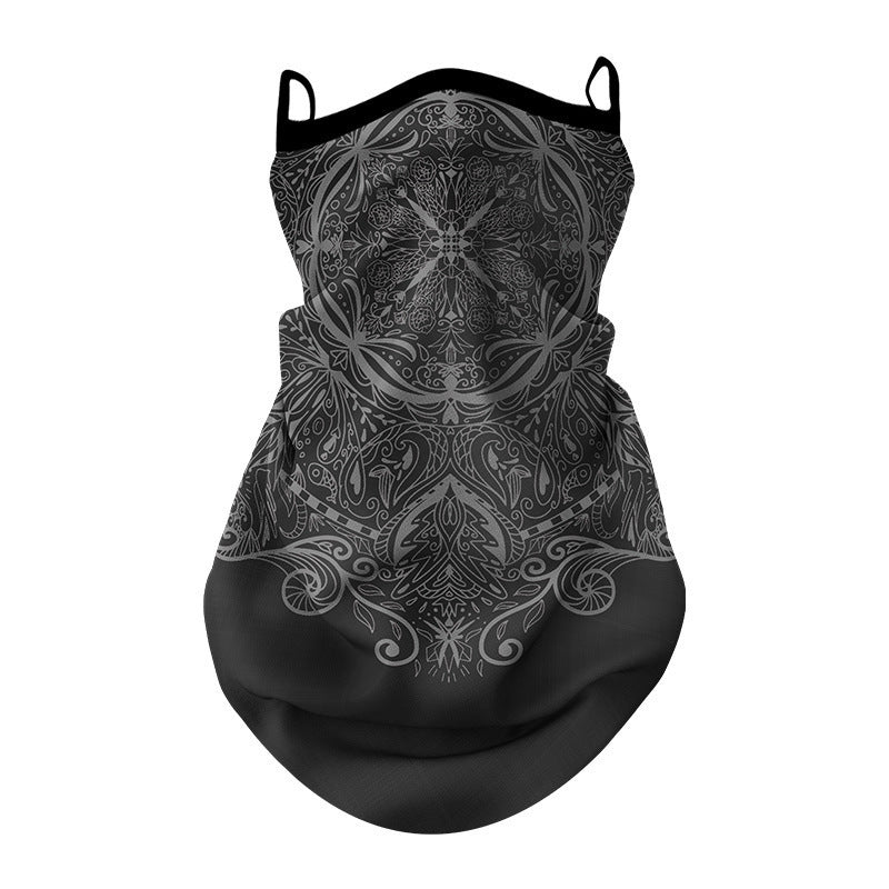 Full Face And Neck Protection Integrated Sun Mask Standard Black Hoop GlamzKart