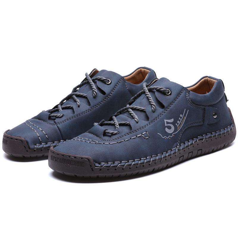 Men's Casual British Leather Shoes Blue GlamzKart