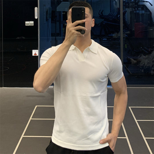 Men's British Business Summer Ice Silk T-shirt White GlamzKart