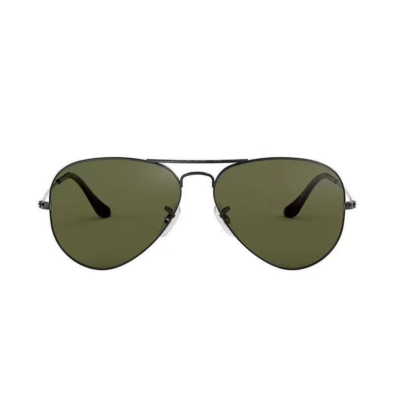 Tempered Glass Sunglasses UV Protection Glasses Black Frame Dark Green GlamzKart