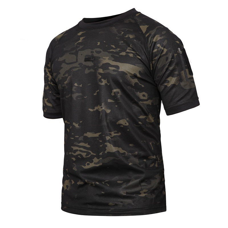 Men's Outdoor Summer Tactical Camouflage T-shirt Dark Night Black CP GlamzKart