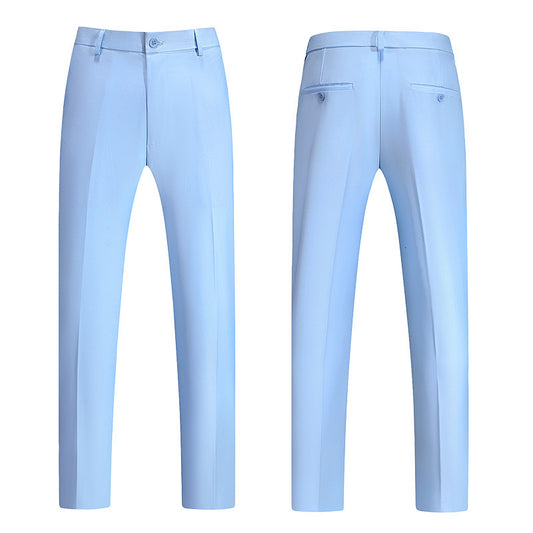 New Boys Straight Solid Color Business Wear Draping Effect Casual Suit Pants GlamzKart