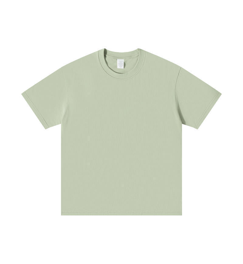 All-matching Round Neck Short Sleeves Loose Light Green GlamzKart