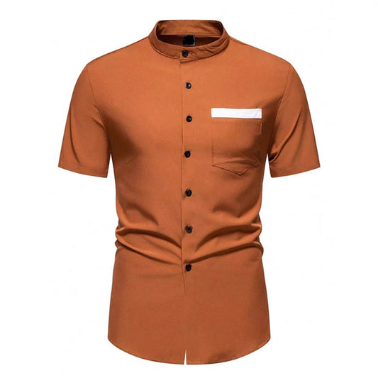 Summer New Men's Color Matching Fashion Short Sleeve Shirt GlamzKart