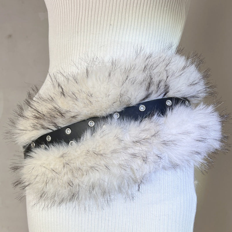 Fur Belt Retro Easy Matching Plush Waist Chain Waist Seal Waist Decorations Style 3 GlamzKart