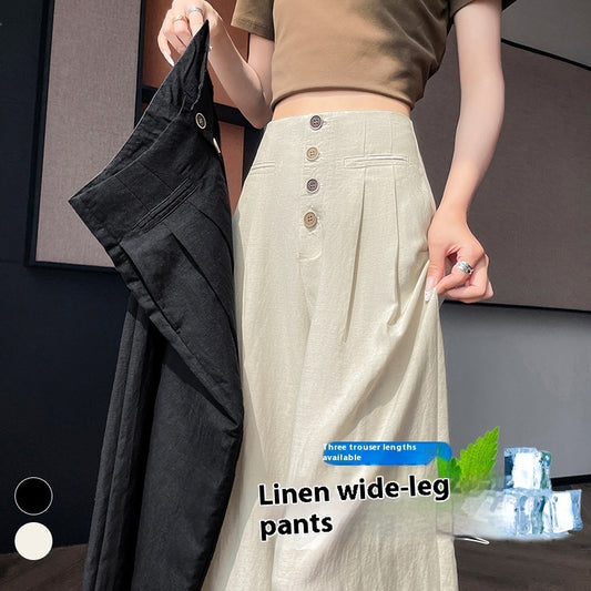Women's Cotton And Linen Wide-leg Pants Loose Drooping Casual Straight Pants GlamzKart