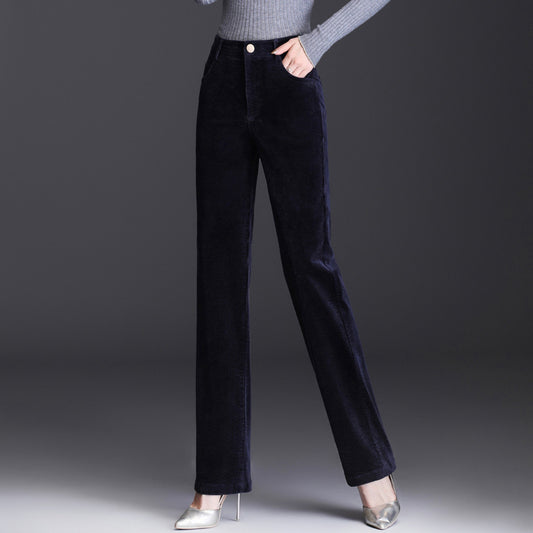 High Waist Straight Corduroy Women's Pants Loose Lamp Wick GlamzKart