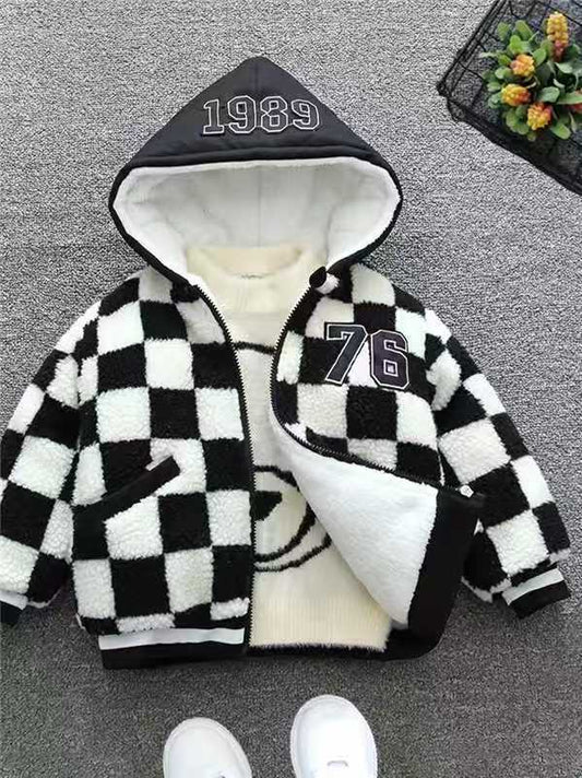 Versatile Fashion Trend Warm Jacket Clothing Black and white GlamzKart