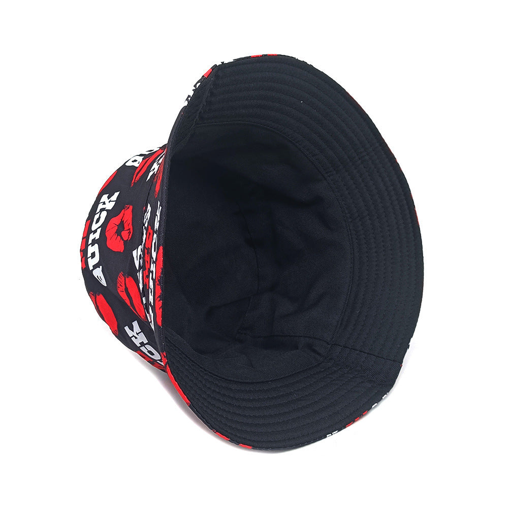 Fashion Letter Lip Pattern Printing Bucket Hat GlamzKart