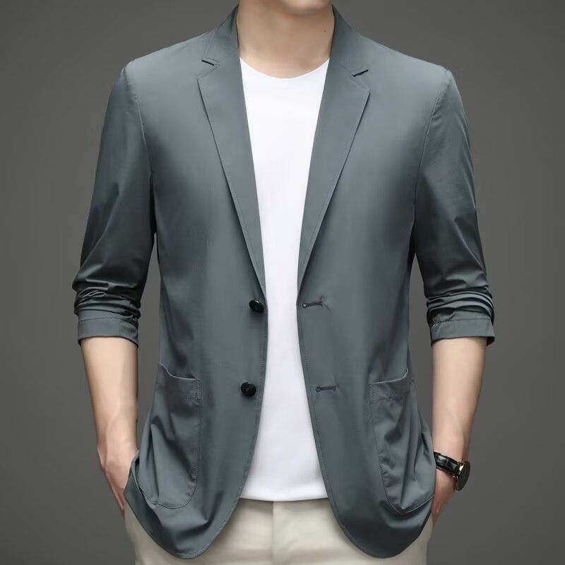 Ice Silk Men's Lightweight Casual Stretch Suit Green GlamzKart