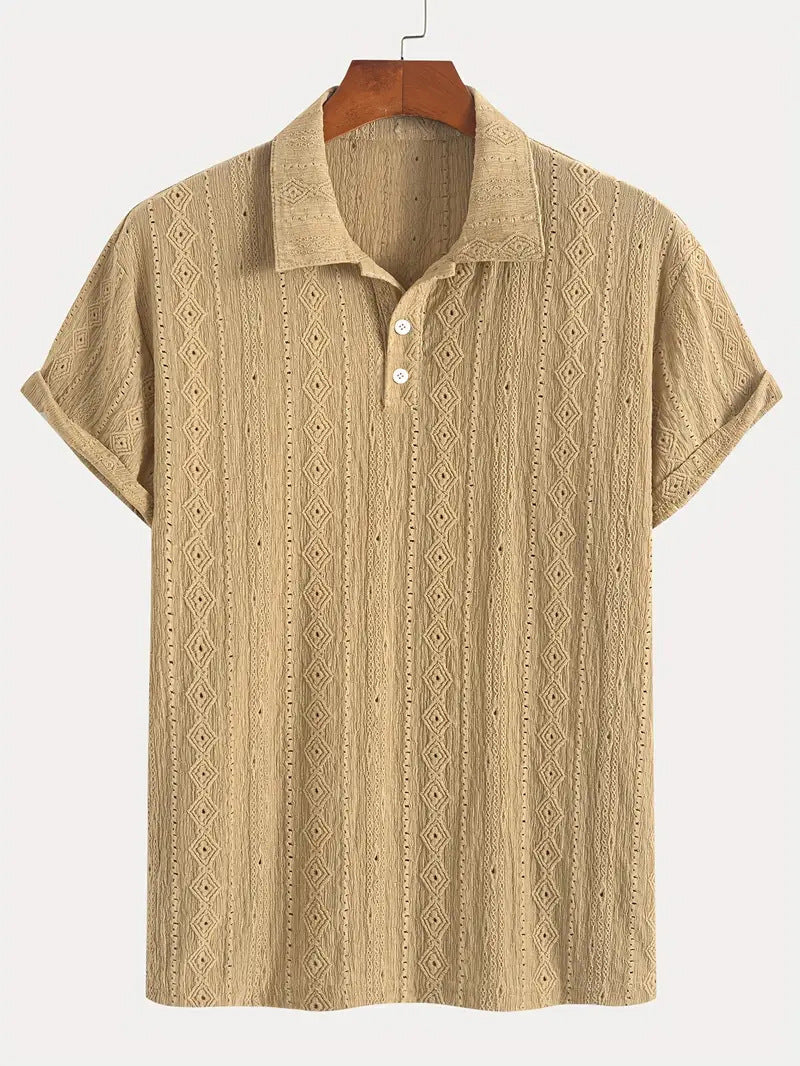 Men's Breathable Hollow-out Lightweight Casual Top Khaki GlamzKart