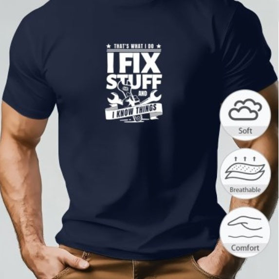 New Men's Short-sleeved T-shirt 3D Printing Navy Blue GlamzKart