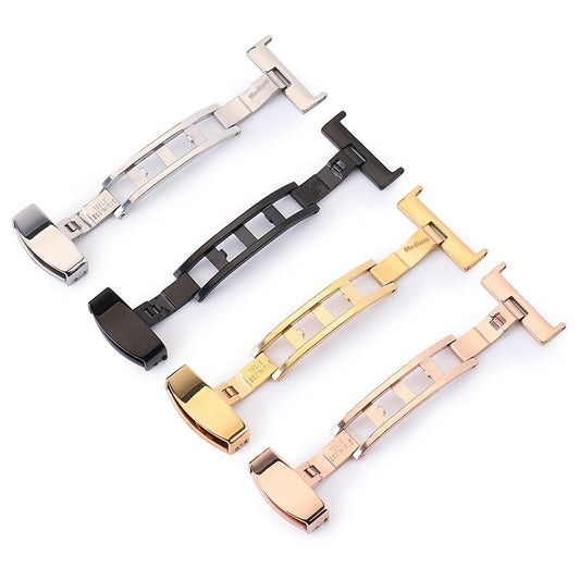 Stainless Steel Double Pull Butterfly Clasp Leather Watch Strap Buckle GlamzKart
