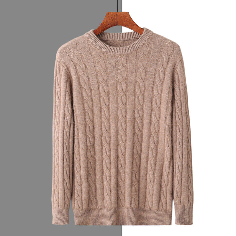 Plus Size Men's Thickened Mink Sweater Woolen Sweater Camel GlamzKart