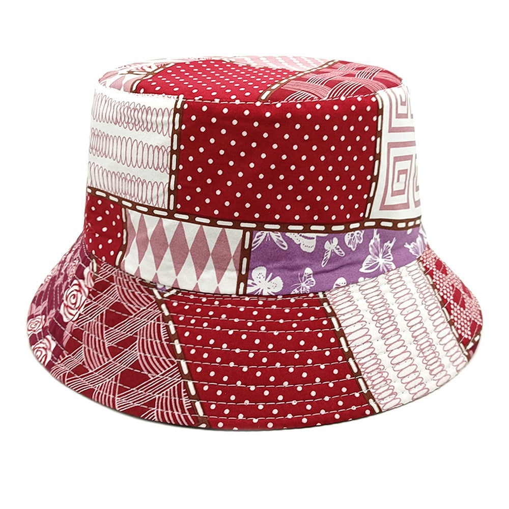 Geometric Bucket Hat Color Matching Printing Double-sided Wear Bucket Hat 4color M GlamzKart