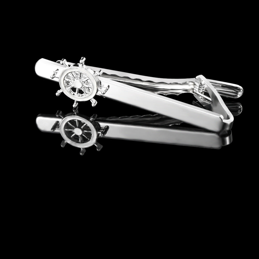 Simple Trendy Men's Rudder Cufflinks Tie Clip T1007 GlamzKart