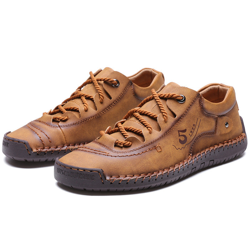 Men's Casual British Leather Shoes Golden Yellow GlamzKart