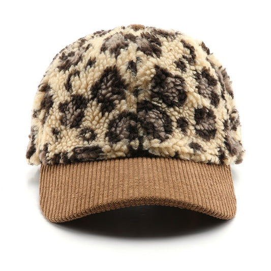 Japanese Women's Autumn And Winter Personalized Retro Color-blocking Leopard Print Baseball Cap GlamzKart