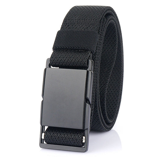 Metal Magnetic Buckle All-matching Jeans Casual Belt Black 125cm GlamzKart