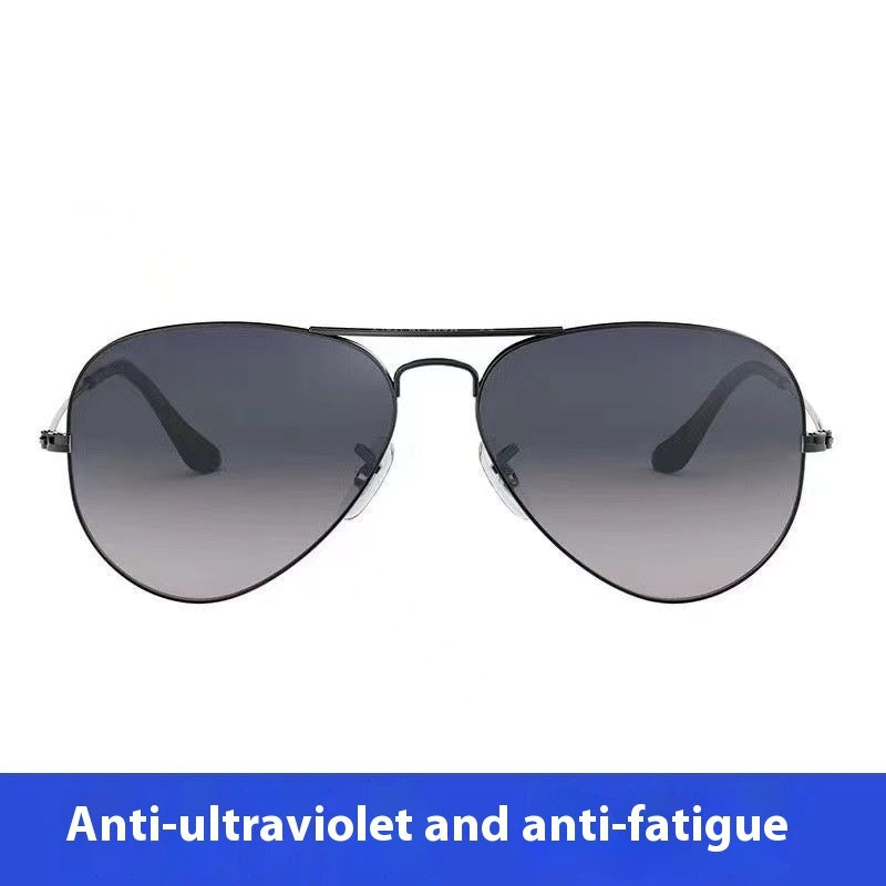 Tempered Glass Sunglasses UV Protection Glasses Black Frame Gradient Blue Suit GlamzKart