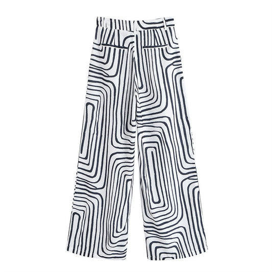Summer Fashion Printed Geometric Women's Trousers GlamzKart