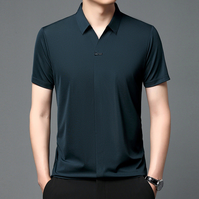 Ice Silk Short Sleeve Men's Fashion Casual Lapel GlamzKart