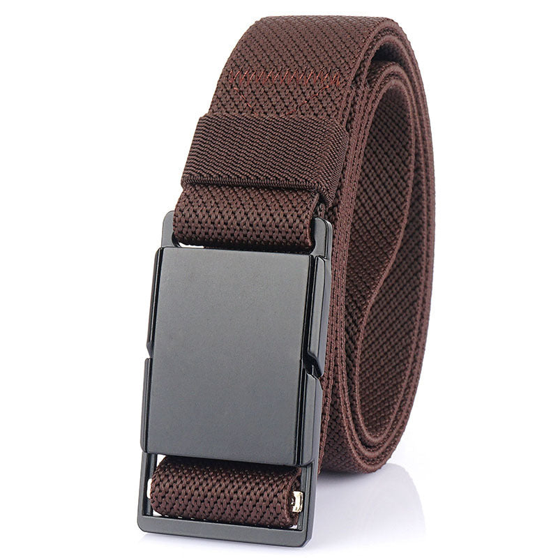 Metal Magnetic Buckle All-matching Jeans Casual Belt Brown 125cm GlamzKart