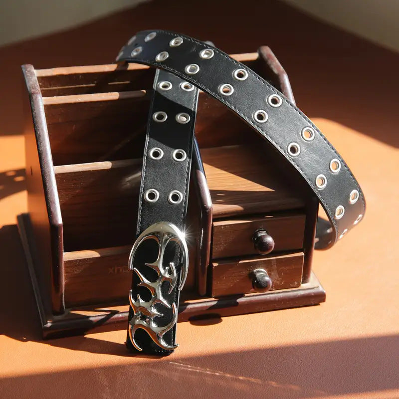 Men's Couple Fashion Korean Style Hollow Punk Pants Belt GlamzKart