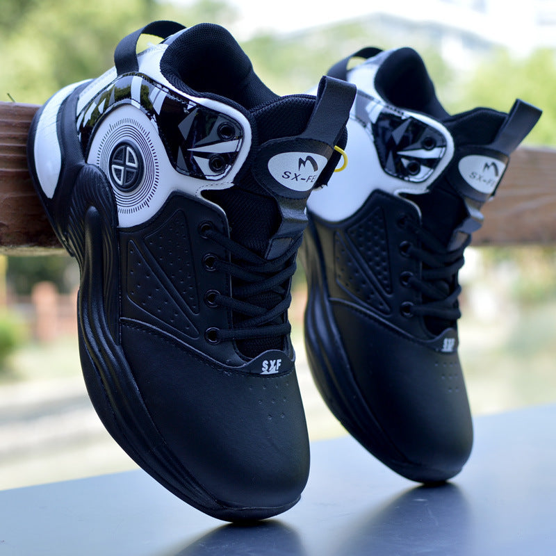 Men's Shoes Autumn And Winter Basketball Shoes Sports Running Shoes Students' Sneakers 2125 Black And White GlamzKart