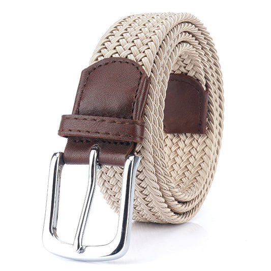 Silk Elastic Woven Elastic Men's Women's Belt Canvas Belt Khaki GlamzKart