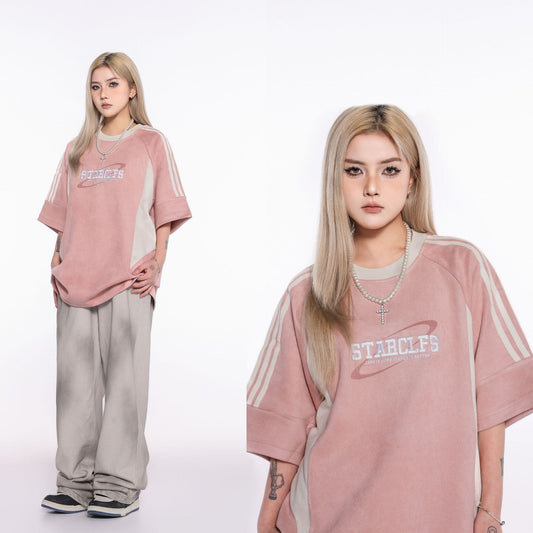 Men's Loose Short-sleeved T-shirt With Letter Embroidery Design GlamzKart