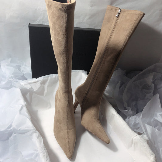 Women's Simple Side Zip High Heel Boots GlamzKart