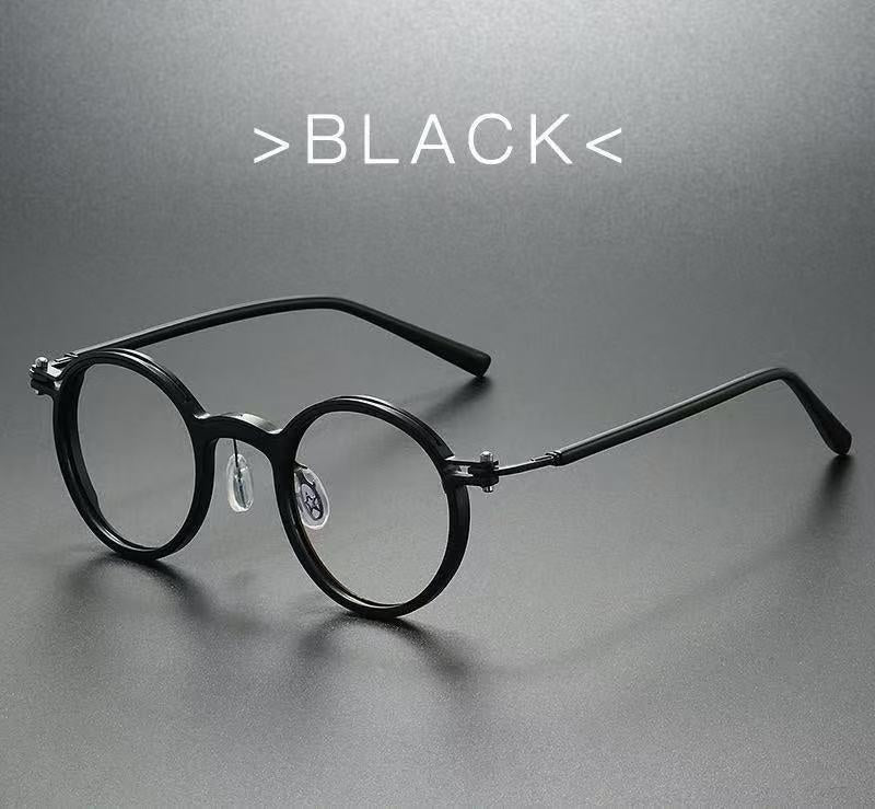 Retro Artistic Glasses Frame Unisex Gold Black Frame Plain Glasses Transparent GlamzKart