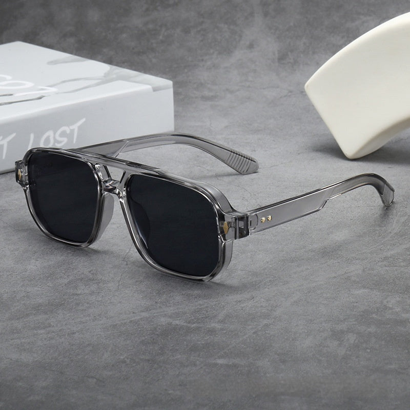 Outdoor Personalized Square Sports Sunglasses Gray Frame Black And Grey Lens GlamzKart