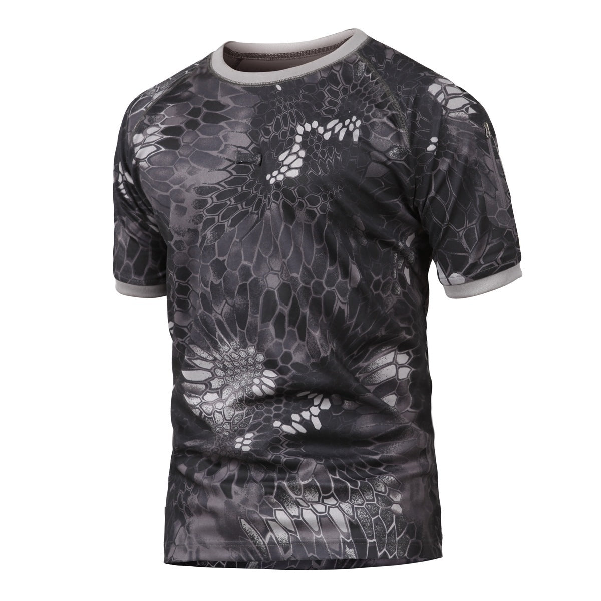 Men's Outdoor Summer Tactical Camouflage T-shirt Black Python GlamzKart