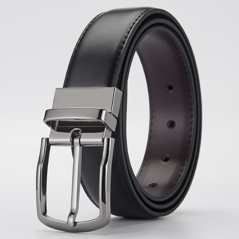 Gentleman Business Style Men's Leather Business Rotation Pin Buckle Belt Type B Gun Color GlamzKart