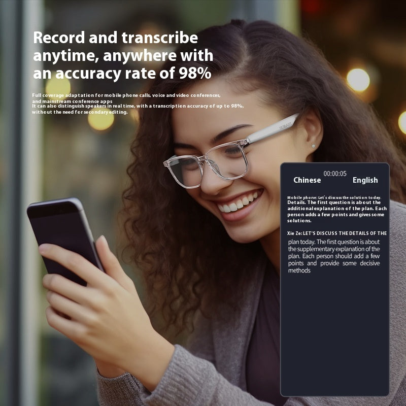 Intelligent AI Translation Wireless Bluetooth Glasses Headset Language Real-time Interpretation GlamzKart