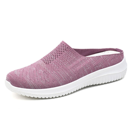 Plus Size Toe Cap Semi Slipper Breathable Soft Bottom Casual Mom Shoes Outdoor Slippers GlamzKart
