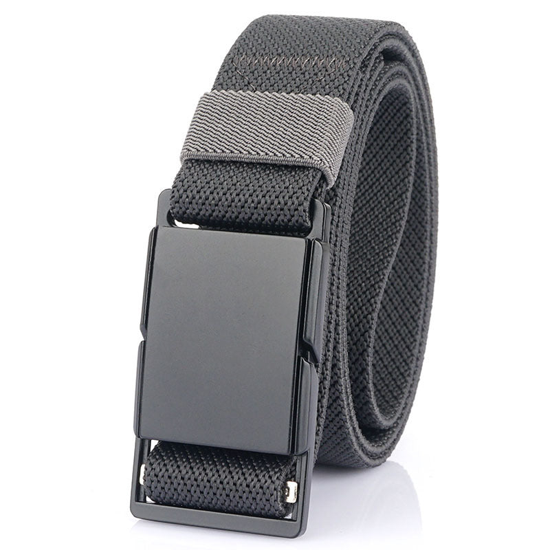 Metal Magnetic Buckle All-matching Jeans Casual Belt Dark Gray 125cm GlamzKart