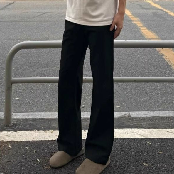 Black Willow Leaf Machete Straight Casual Pants Black GlamzKart