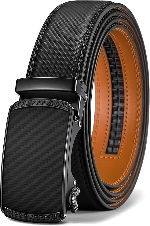 Men's Leather Belt Versatile Cowhide Automatic Buckle Black Default Packaging GlamzKart