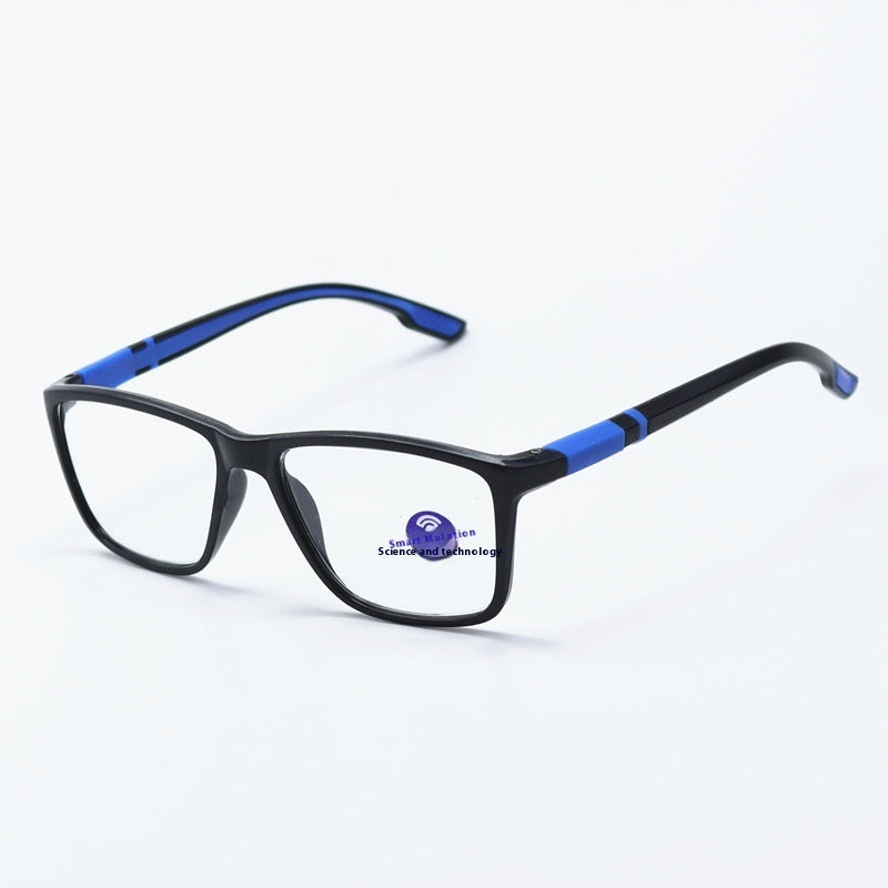 HD Anti-Blue Ray TR Reading Glasses For Middle-aged And Elderly People Intelligent Zoom LH196 Black Frame Blue Legs GlamzKart