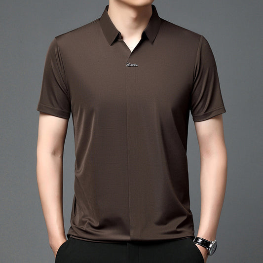 Ice Silk Short Sleeve Men's Fashion Casual Lapel GlamzKart