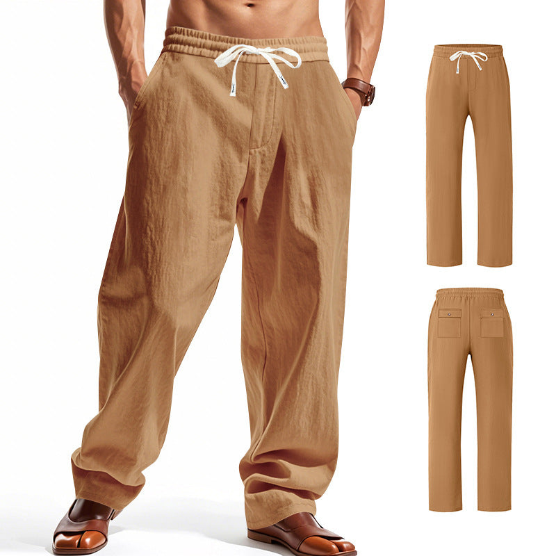 Linen Casual Pants Summer Thin Simple High Street GlamzKart