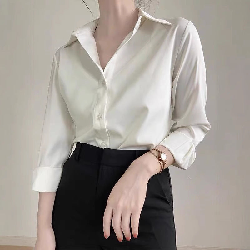 Women's High-grade Green Satin Shirt GlamzKart