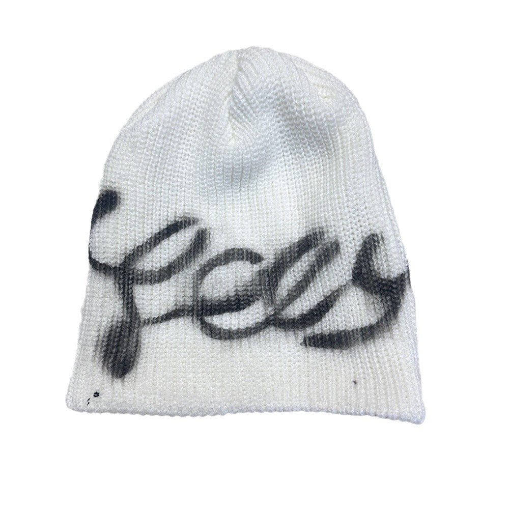 Street Style Letters Pile Heap Cap Beanie Hat Female Autumn And Winter Street Y White M GlamzKart
