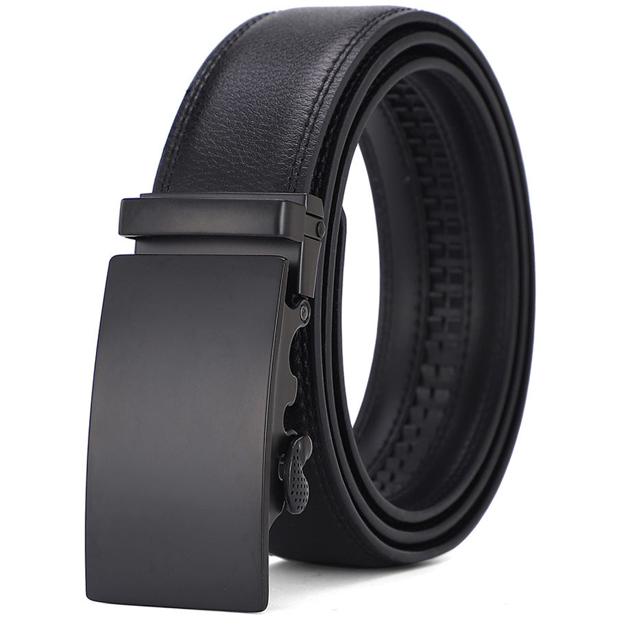 Men's All-match Automatic Buckle Cowhide Belt Q066 Black GlamzKart