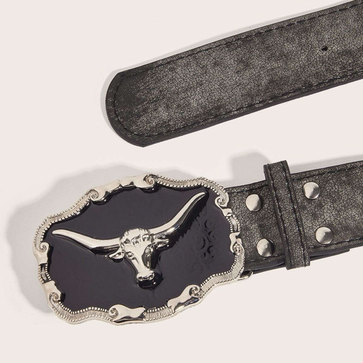 Retro Domineering Epoxy Cattle Head Buckle Women's Casual Men's Jeans Strap Personality Belt GlamzKart