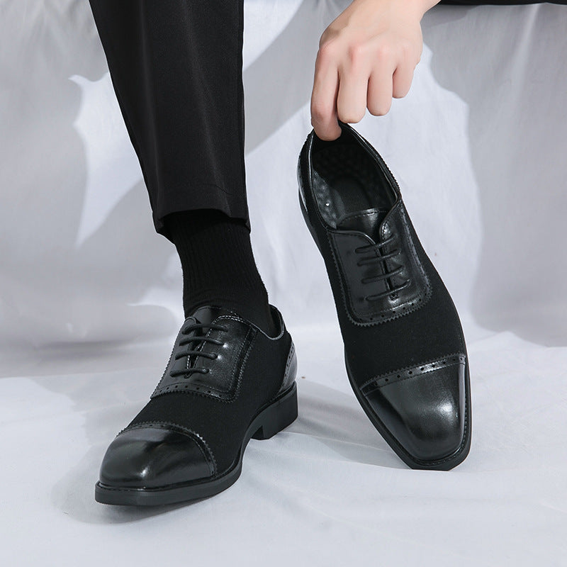 Men's Thick-soled Raised Round Toe Lace-up Business Leather Shoes GlamzKart